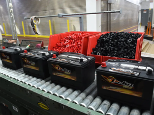 Batteries on manufacturing assembly line optimized for productivity